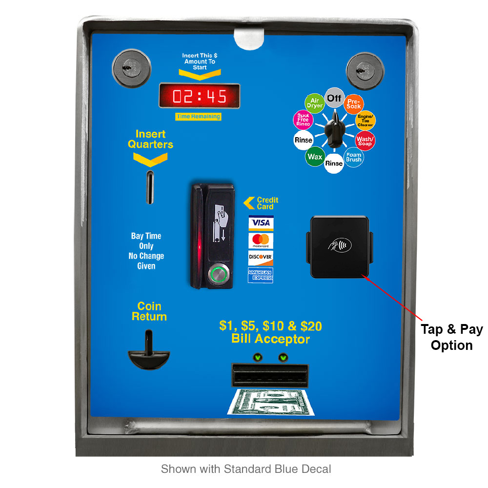 Picture of Car Wash Bay Meter, Mega Meter Plus Version, Vault/Safe Ready, No Coin Drawer, Accepts Credit Cards / Coins / Tokens / Bills