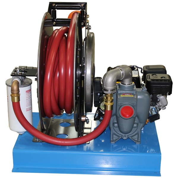 Picture of High Volume Diesel Fuel Transfer Pump Unit, MP Petrolmaxx Pump, 1" x 38' Hose, 32 GPM Flowrate, PowerPro 6.5 HP Engine, 12-volt Electric Start
