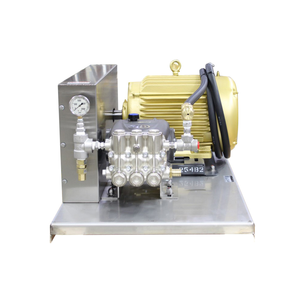Picture of Pump and Motor Skid Unit, 22 GPM @ 1000 PSI, 1/2" FPT Inlet/Outlet, 15 HP, 3 Phase, 60Hz, 230/460V, 1800 RPM, TEFC, Includes Pressure Gauge, Regulator, and Safety Relief
