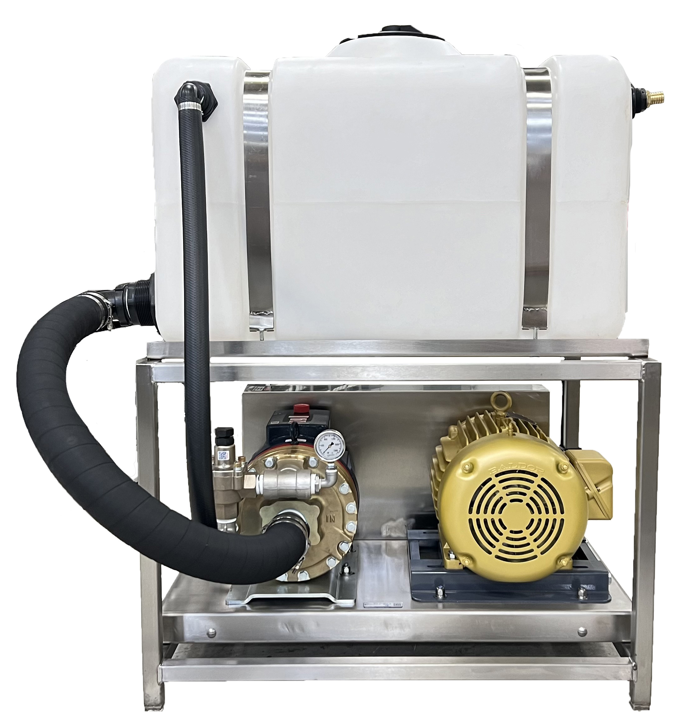 Picture of Hydra-Cell Diaphragm Pump / Motor Unit with *H35 Pump (36 GPM, 800 PSI, 20 HP), Tank & SS Stand