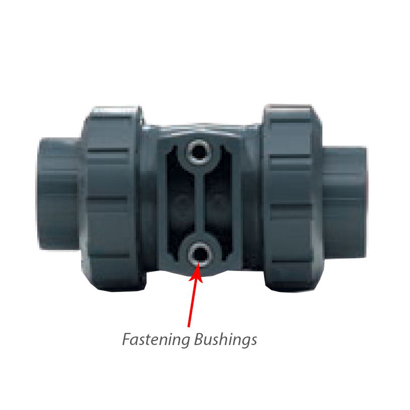Picture of Ball Valves, PVC, Union Style, 1-1/2" FPT & Socket End Fitting, Viton® Seal