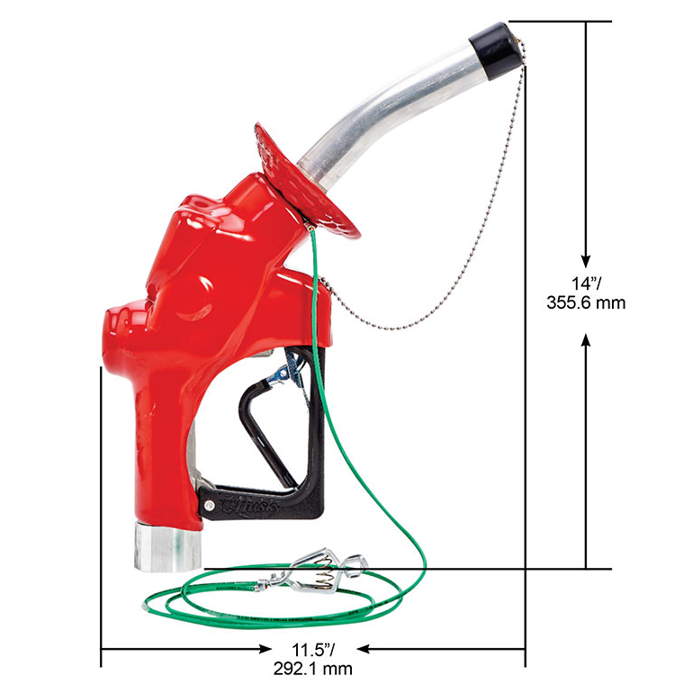 Picture of Fuel Nozzle, Auto "S" Version, *1" FPT Nozzle, RED for AvGas, 100 Mesh Strainer Included