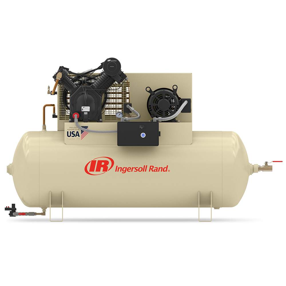 Picture of Two Stage Air Compressor, 120 Gallon, Horizontal, 15 HP, 3 PH, 230V Motor, 51.0 @ 90 PSI CFM Rating, †32305898 Startup Kit No.