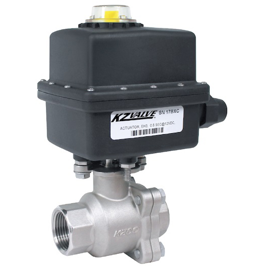 KZValves 12 Volt Ball Valve for NH3 Control, Stainless, 1" FPT Ports