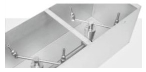 Picture of Undercarriage Cleaning Pan Assembly, Stainless Steel with Stablizer Nozzles LESS Orifices, 3/4" FPT Inlet